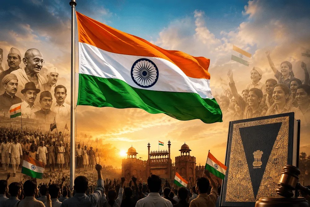 The Indian flag — saffron, white, green, and the Ashoka Chakra